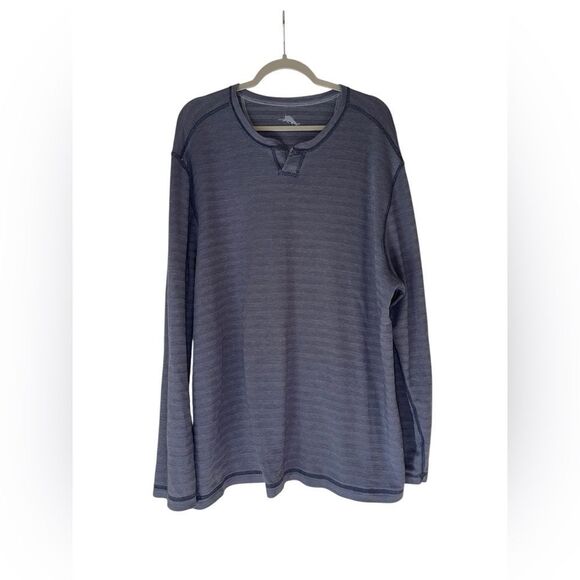 Tommy Bahama Striped Men's Reversible Long Sleeve Shirt XLT Split Neck - Picture 6 of 8